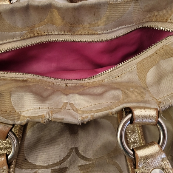 COACH poppy tote bag gold brown - Picture 11 of 13